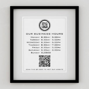Voeg Uw Logo QR Code Bedrijfs Openingstijden toe Poster
