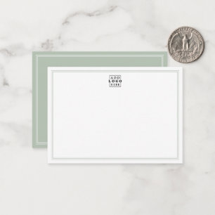 Voeg uw Logo Sage Green Double Border Business toe Notitiekaartje