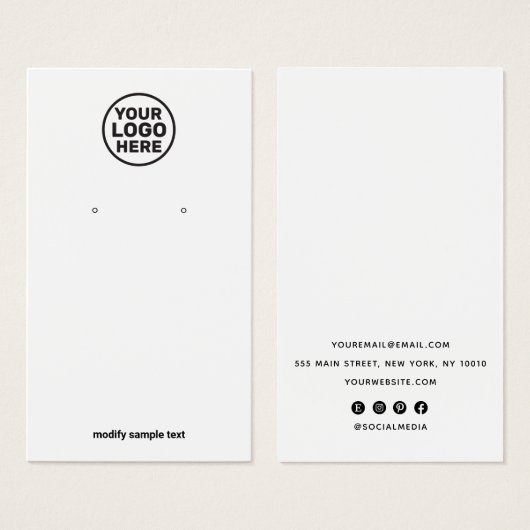 Voeg uw Logo Simple White Earning Display Card toe Visitekaartje (Voorkant /achterkant)