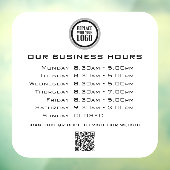 Voeg uw logo tekst QR-code openingsuren bedrijf to Raamsticker (Vel 3)
