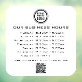 Voeg uw logo-tekst QR-code openingsuren voor bedri Raamsticker (Vel 3)