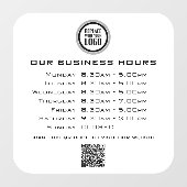 Voeg uw logo-tekst QR-code openingsuren voor bedri Raamsticker (Vel)