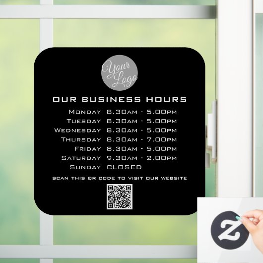 Voeg uw logo-tekst QR-code Zakelijke openingstijde Raamsticker (Huis)