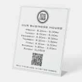 Voeg uw logo-tekst QR-code Zakelijke openingstijde Reclamebord Met Voetstuk (Voorkant)