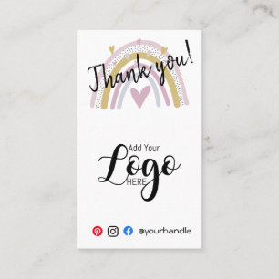 VOEG UW LOGO toe dank u bestelt insert card regenb Visitekaartje