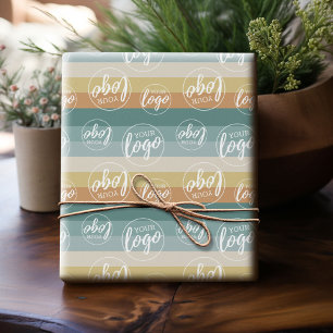 Voeg uw logo toe met pastel zonsopgang strepen cadeaupapier