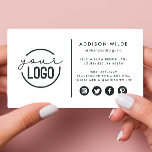 Voeg uw logo toe Modern Minimalistisch Eenvoudig W Visitekaartje