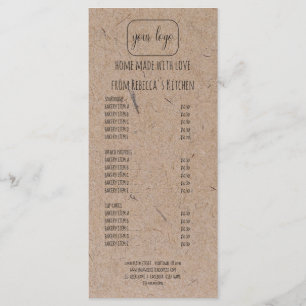 Voeg uw logo toe Zelfgemaakte Bakkerij Prijslijst  Menu