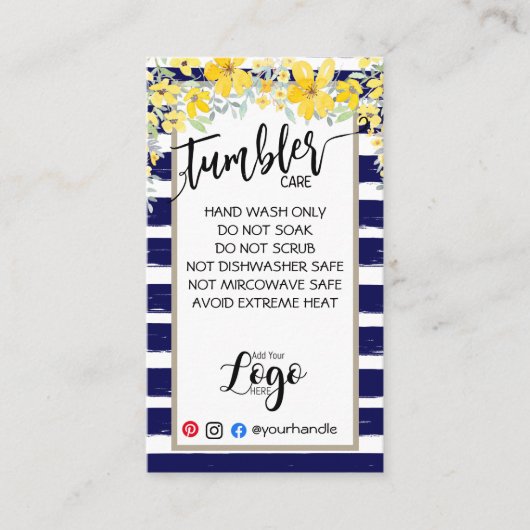 VOEG UW LOGO TUMBLER CARE CARDS vinyl business TOE Visitekaartje (Voorkant)