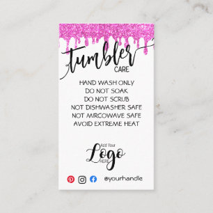 VOEG UW LOGO TUMBLER CARE CARDS vinyl business TOE Visitekaartje