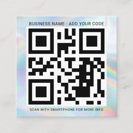 Voeg Uw Logo van het Bedrijf toe QR DIY Holographi Vierkante Visitekaartje (Voorkant)