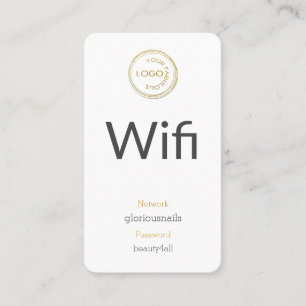 Voeg uw Logo WiFi Netwerk en Wachtwoord op wit toe Afsprakenkaartje