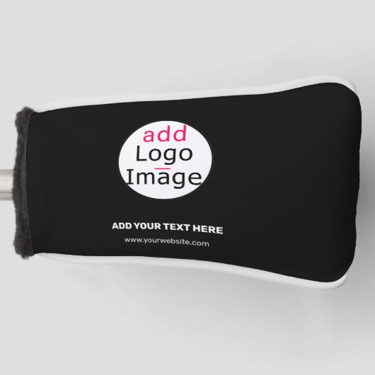 Voeg uw Logo  zwart toe Golfheadcover (Voorkant)