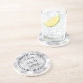 Voeg uw Logo zwart-witmarmer-bedrijf toe Zandsteen Onderzetter (Zijkant)