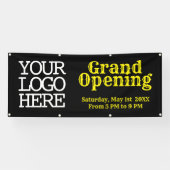 Voeg uw Logo zwarte Gele Grote Openingsbanner toe Spandoek (Horizontaal)