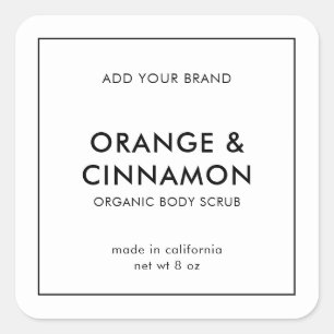 Voeg uw merk en minimalistisch modern productlabel vierkante sticker