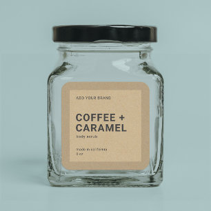 Voeg uw merkminimalistische kraftproductlabel toe vierkante sticker