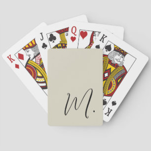 Voeg uw naam moderne monogram initiaal kalligrafie pokerkaarten