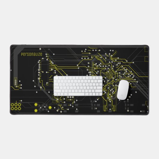 Voeg Uw Naam Routing Proces Modern Geel Zwart Bureaumat (Keyboard & Muis)