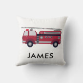 Voeg Uw Naam Toe Rode Brandweerwagen Persoonlijk Kussen (Achterkant)