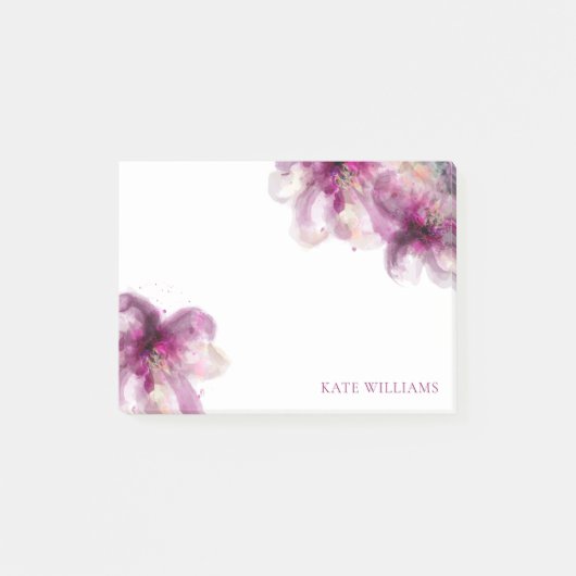 voeg Uw naam waterverf roze lelies toe Post-it® Notes (Voorkant)