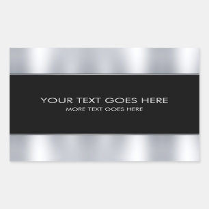 Voeg uw naamtekst toe Modern Elegant Zwart en Zilv Rechthoekige Sticker