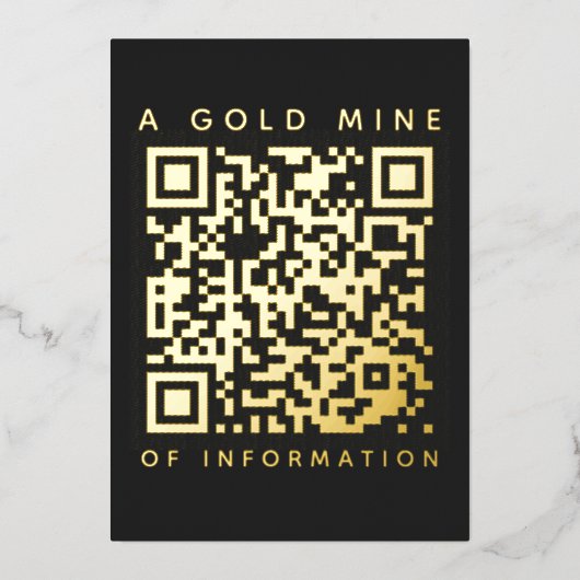 Voeg uw QR Code Black & Gold Funny Discount Kaart  (Voorkant)