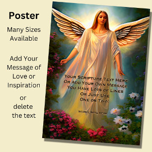 Voeg uw scripts, Christelijke engel en roze bloeme Poster