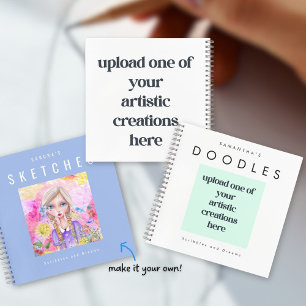 Voeg uw tekeningen Artwork Doodle Naam White Sketc Notitieboek