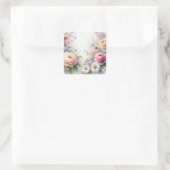 Voeg uw tekst toe Leeg Sjabloon Waterverf Bloemen Vierkante Sticker (Tas)