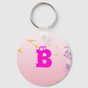 Voeg uw tekst toe, letter B Sleutelhanger