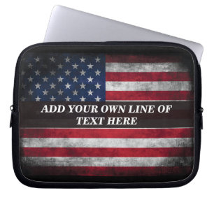 Voeg uw tekst toe op de Amerikaanse vlag Laptop Sleeve