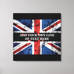 Voeg uw tekst toe op Engelse vlag Worpkussen Canvas Afdruk