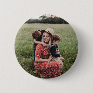 Voeg uw unieke foto toe ronde button 5,7 cm