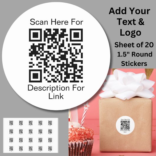 Voeg uw website link URL - Scan QR-code op wit Ronde Sticker