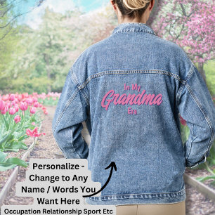 Voeg woorden toe, IN MIJN aangepaste Oma ERA Denim Jacket