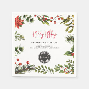 Voeg zakelijke Logo Mistletoe-kerstFeestdagen toe Servet
