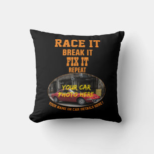 Voeg zijn autofototekst toe, Race Break Fix Herhal Kussen