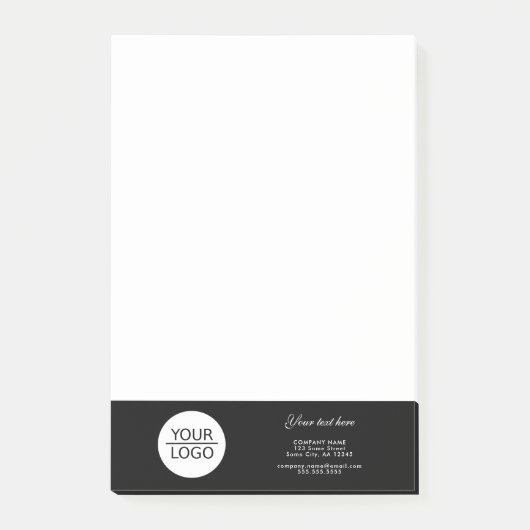 Voeg zwarte promotie van Logo Custom Text Company Post-it® Notes (Voorkant)