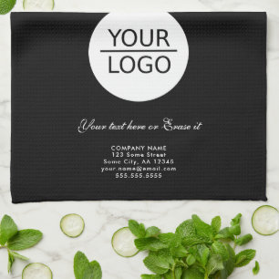 Voeg zwarte promotie van Logo Custom Text Company  Theedoek