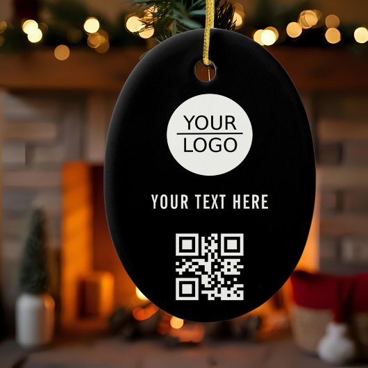 Voeg zwarte promotie voor aangepaste Logo QR-code Keramisch Ornament