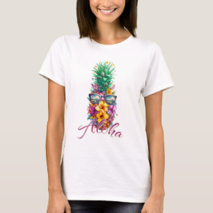 Voel de Aloha Spirit Hibiscus Hawaïaanse ananas T-shirt
