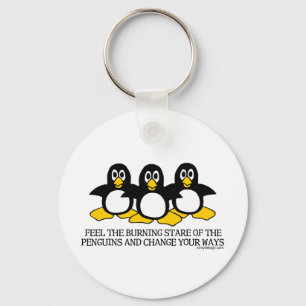 Voel de brandende val van de pinguïns sleutelhanger