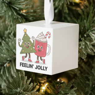 Voel je blij Kerstboom Koffie Liefhebber Winter Kubus Ornament