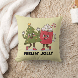 Voel je blij Kerstboom Koffie Liefhebber Winter Kussen