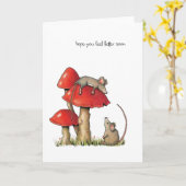 Voel je snel beter, grillige kunst, muizen, padden kaart (Gele Bloem)