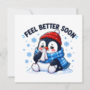 Voel je snel beter Pinguïn Get Well Soon Groet Kaart
