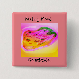Voel mijn stemming geen attitude pastel cartoon ge vierkante button 5,1 cm