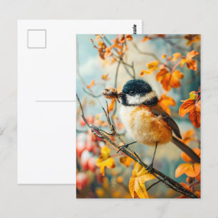 Voelde zich geweldig Tit met rupsen in de herfst S Briefkaart