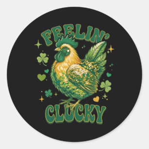 Voelend Clucky Grappige Kip Shamrock St Patrick's Ronde Sticker